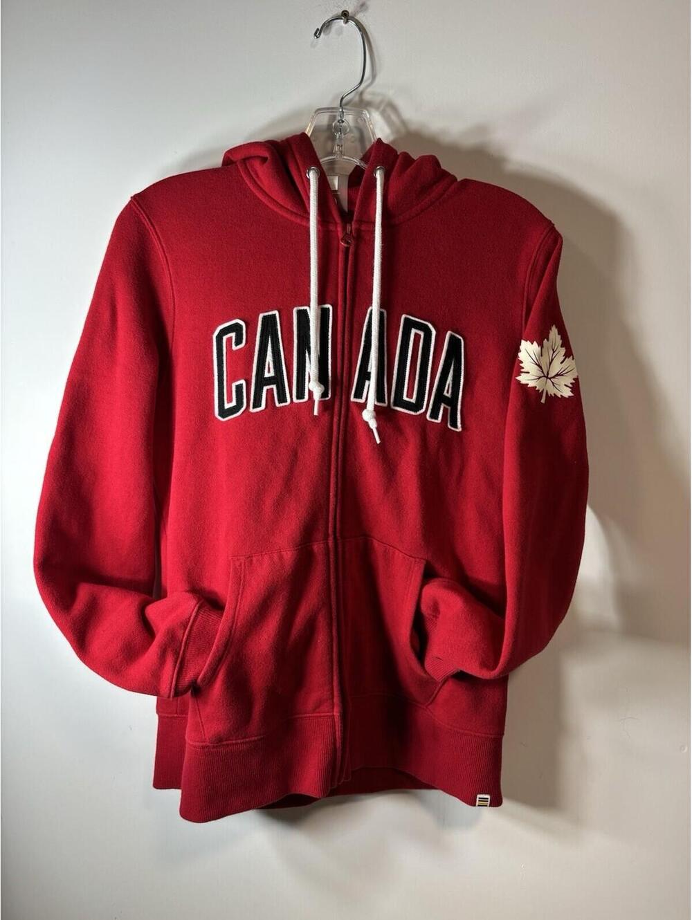 Team Canada Olympics Hoodie Embroidered Logo Hudson's Bay Red Full Zip M Women’s
